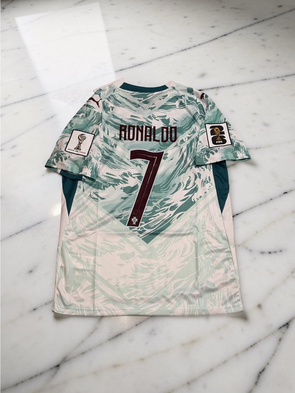 Portugal Ronaldo #7 Away Soccer Jersey Adult S-2XL White Mint New - Picture 1 of 2